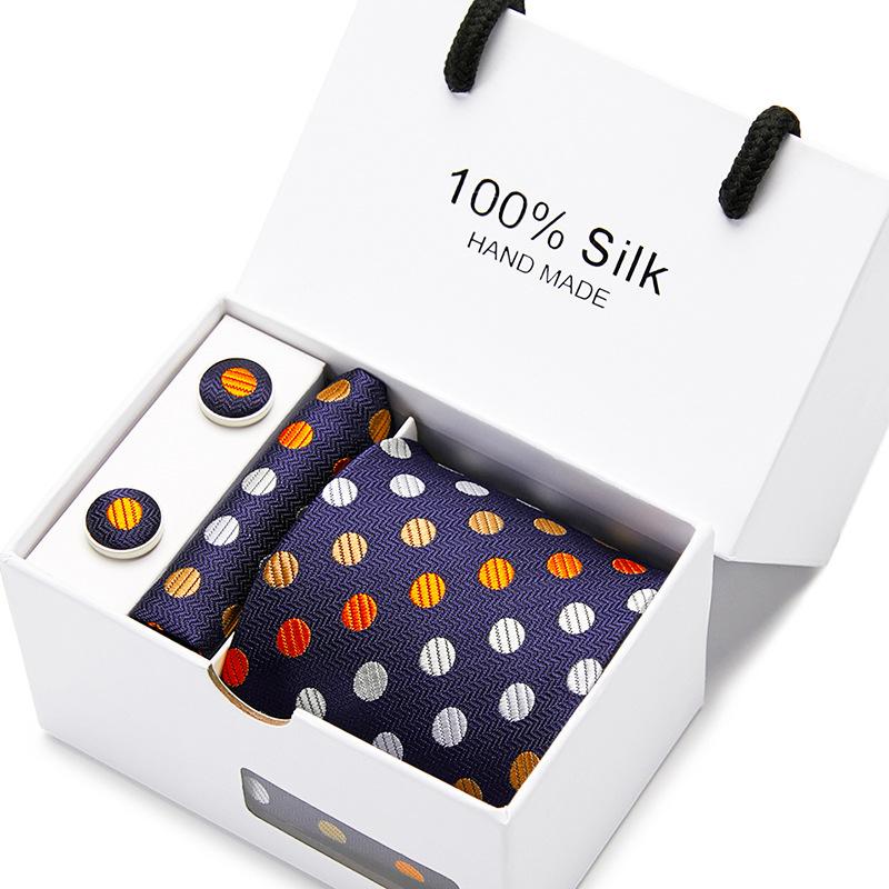 Men'S Tie Gift Box 5-Piece Set Tie Pocket Towel Scarf Cuff