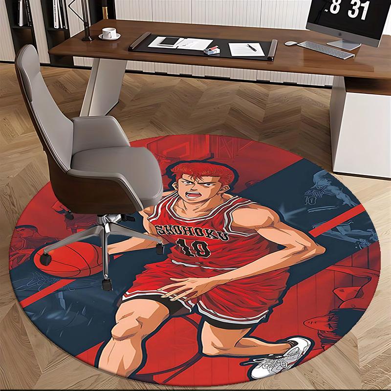 1pc Slam Dunk Anime Design Round Carpet - Shohoku 10 Chair Mat for Office, Home Decor