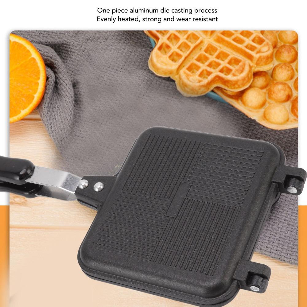Kitchen Utensils Square Frying Pan Aluminum Double Sided Sandwich Maker Anti Scalding Handles Flipper Crepe Skillet Eggs/Cake