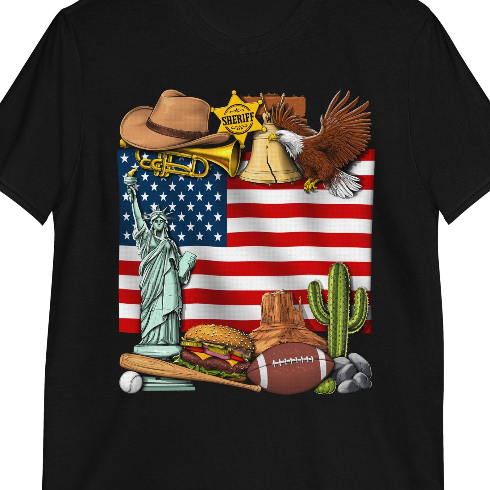 USA Flag T-Shirt: American Bald Eagle Tee 150