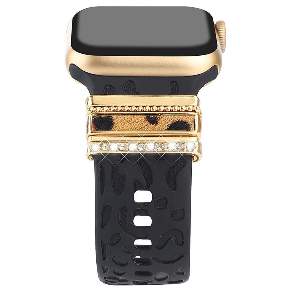 Trendy Silicone Strap for Apple Watch 8 & Samsung - Hot Accessory with Rings/Studs