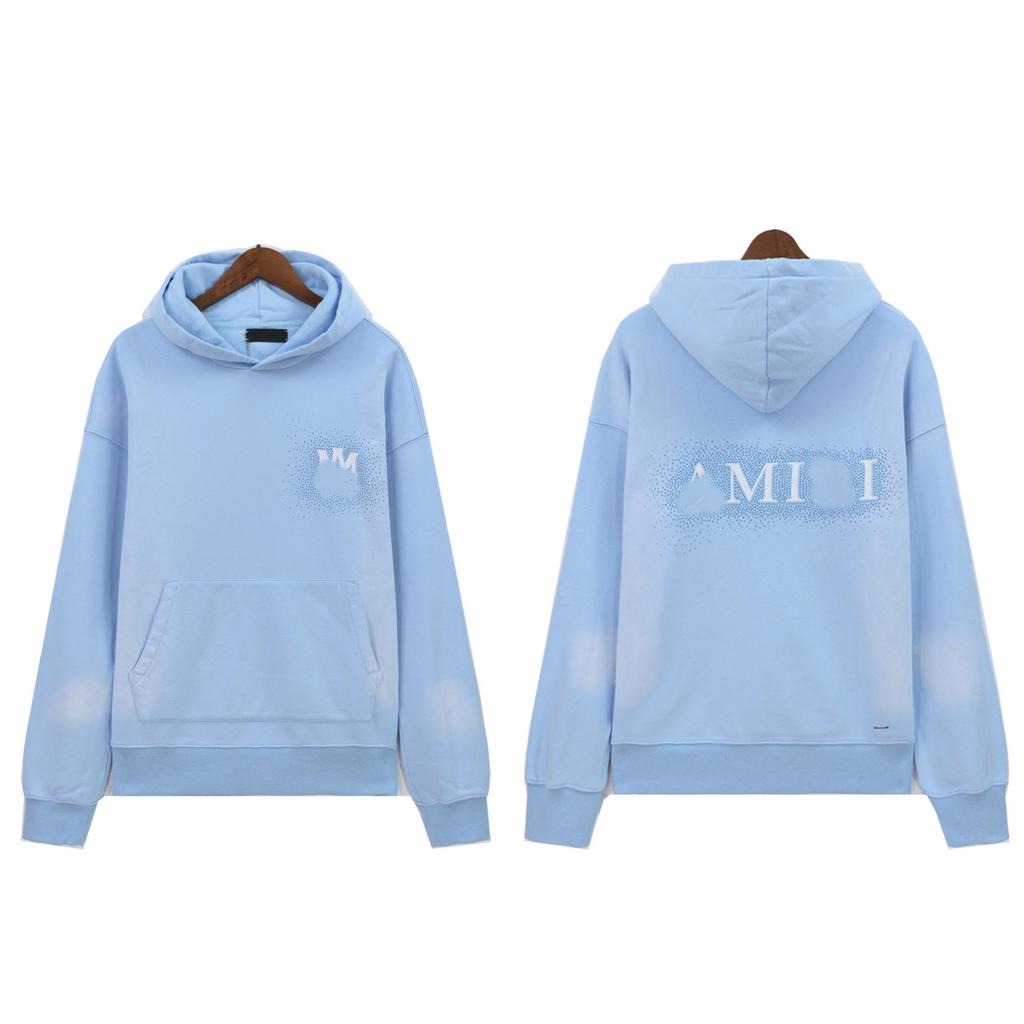 Amiri Washed Water Hoodie: New Star Flash Effect, Embellished Letter Print, Heavyweight American Style for Autumn/Winter