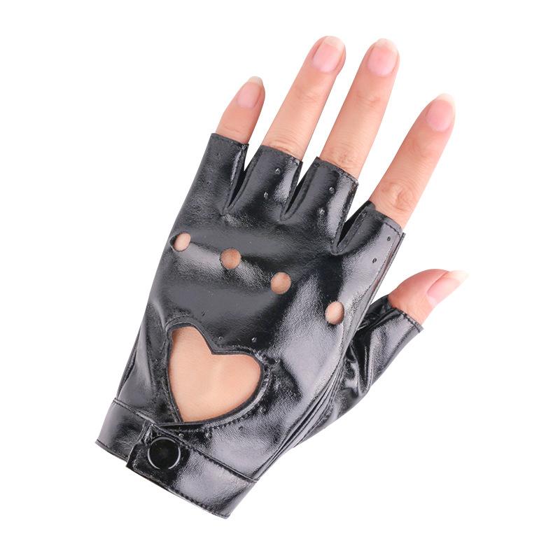 Dance Gloves Ladies Street Punk Stage Performance Thunderbolt Half Finger Gloves Nightclub Photography Leather Dance Gloves