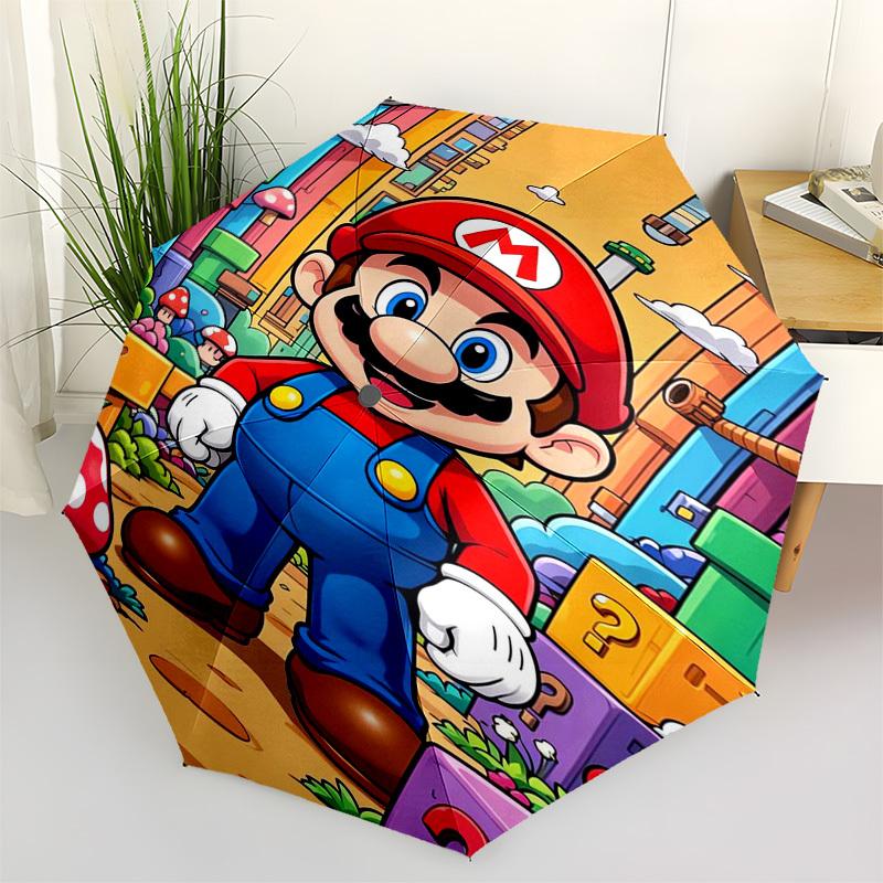 

Mario, Mushroom Kingdom Themed Automatic Opening and Closing Umbrella, Compact Travel Umbrella, Lightweight and Portable, Suitable for Beach