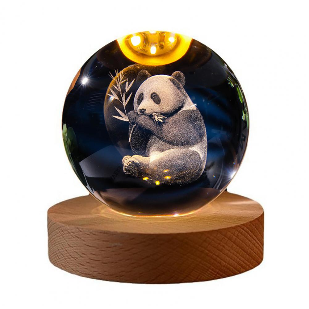 Faszinierende visuelle Erlebnislampe Glaskugel Lampe Sonnensystem Kugel Nachtlicht mit Holzsockel 7 Farbwechsel für Zuhause