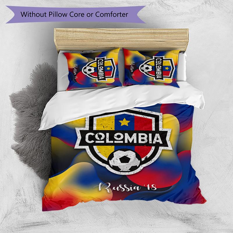Colombia Football Printed Bedding 3 Piece Set Cozy Breathable Bed Cover Set As Housewarming Holiday Gift