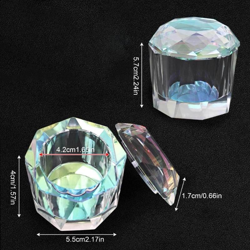 Luxurious Artificial Crystal Nail Brush Cleaner With Scratch Resistant Surfaces Crystal Glass Dish For Salon Use