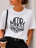 (Asian Size) Plaid Trend Cute Merry Christmas Fashion Short Sleeve T-shirts Women's Top O-neck T Shirt Print Casual New Year Clothing Graphic Tee