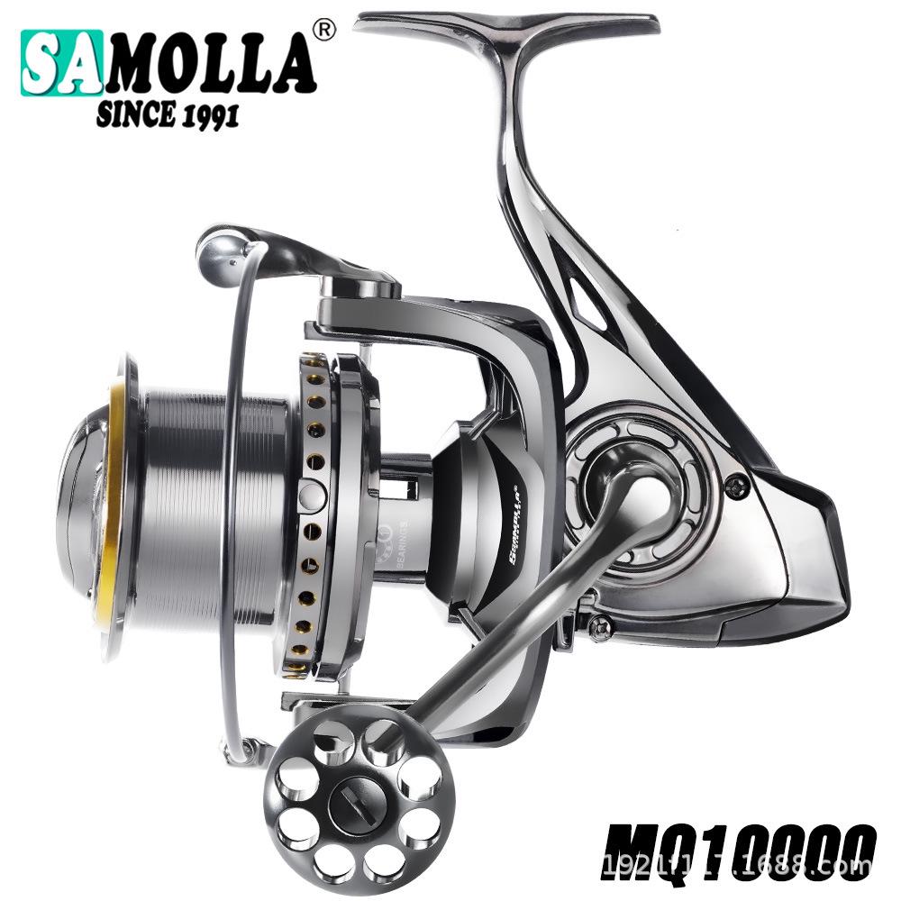 2026 All-Metal Long-Cast Spinning Reel with Dense 28-Row Line Arrangement, Double Guide Rod Structure, and CNC Handle Knob for Big Game Fishing.