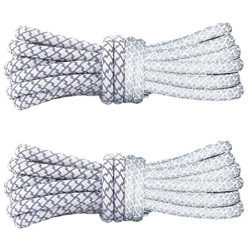 Reflective Polyester Shoelaces 120cm Long Anti Slip Woven Round Shoe Laces Replacement For Sneakers Casual Foowear