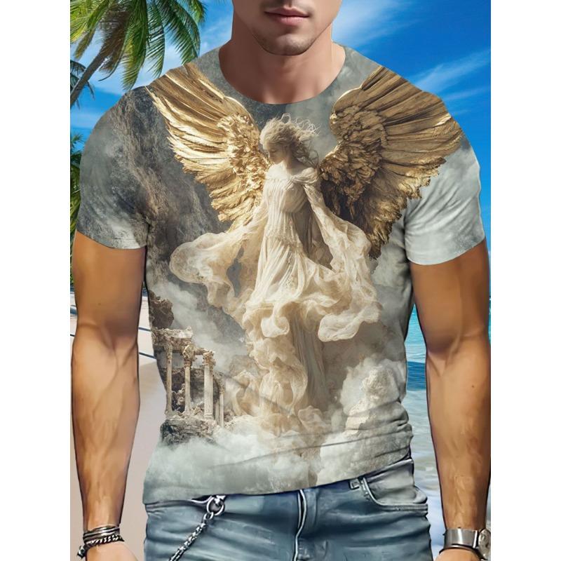 New Demon Angel 3D Print T-Shirts Men Women Summer Round Neck Short Sleeve