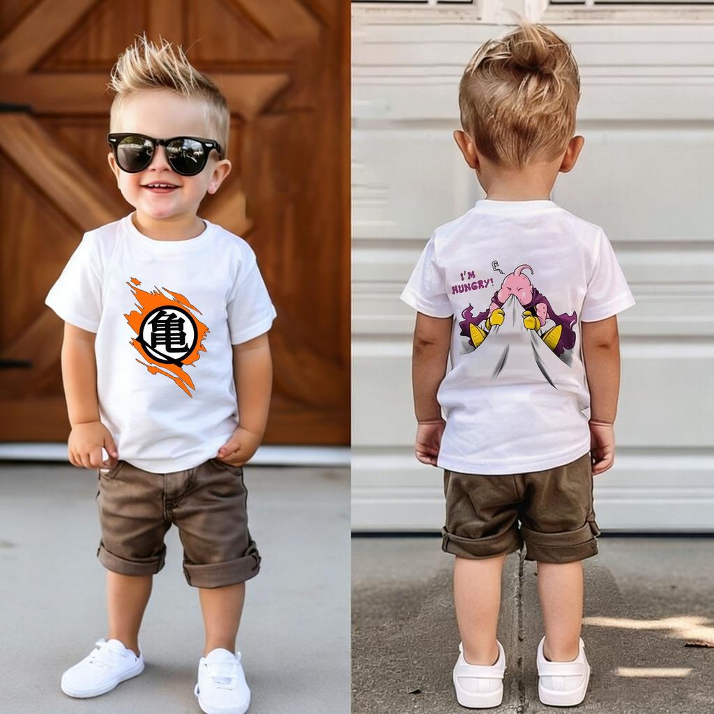 Dragon Ball T-shirt Boys Girls Clothes Fashion Goku Anime Figure Print Clothing Tops Kids Summer Breathable Tops Birthday Gift
