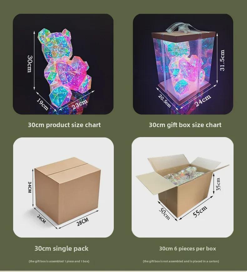 Valentine's Day LED Love Bear: Colorful High-end USB Gift with Box for Girlfriend's Birthday.