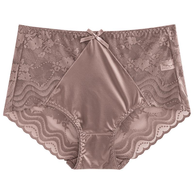 Big Size Lady Summer Sexy Lace Bow Hollow Out Without A Mark Pack Hip Lift Hip High Waist Triangle Briefs