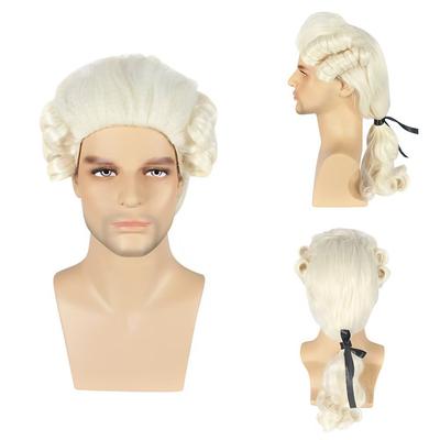 Perucă Cosplay Colonială din Păr Sintetic pentru Avocat Peruci Blonde Lungi Ondulate pentru Adult Unisex Costum Washington