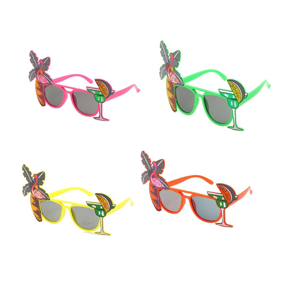 Hawaiian Beach Party Glasses: Coconut Tree, Flamingo, Parrot, Ice Cream, Flower & Wine Glass Fun