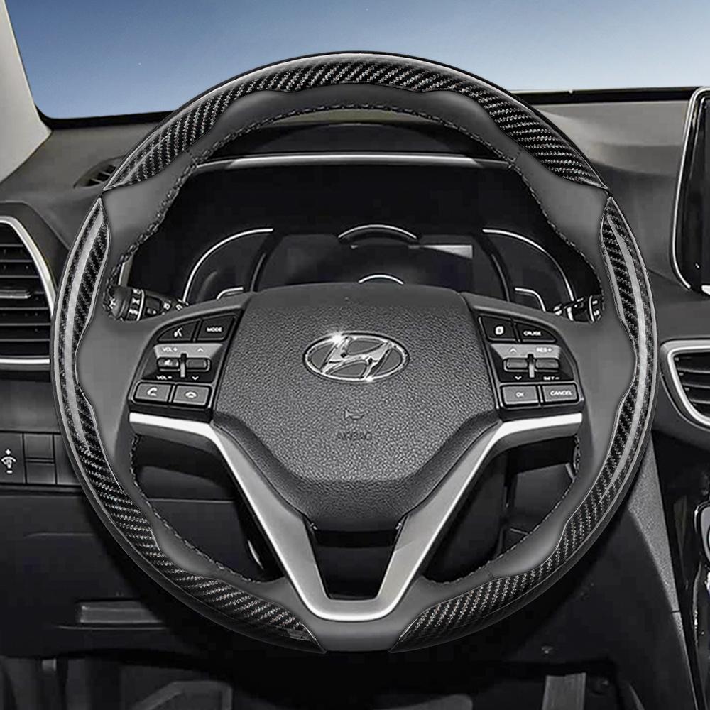 Suitable for Hyundai Carbon Fiber Texture Steering Wheel Cover with Segmented Quick-Release Design, Durable, for Tucson Elantra Avante I30 Sedan