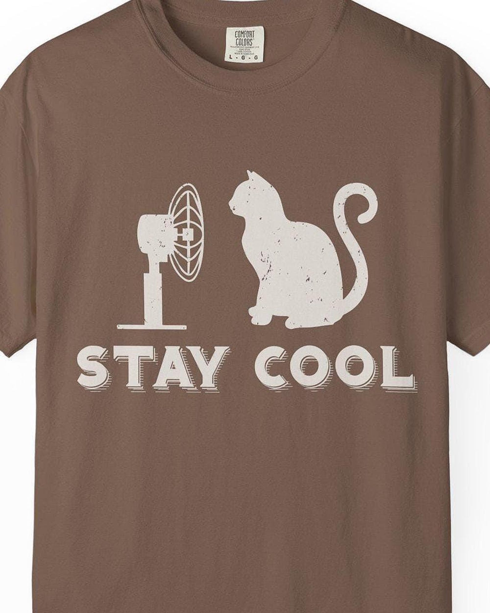 Stay Cat Graphic T-Shirt, Unisex Garment-Dyed Tee XL
