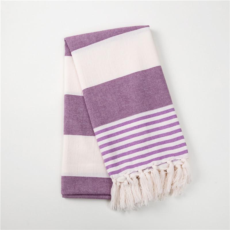 Turkey Striped Cotton Tassel Beach Towel for Adults