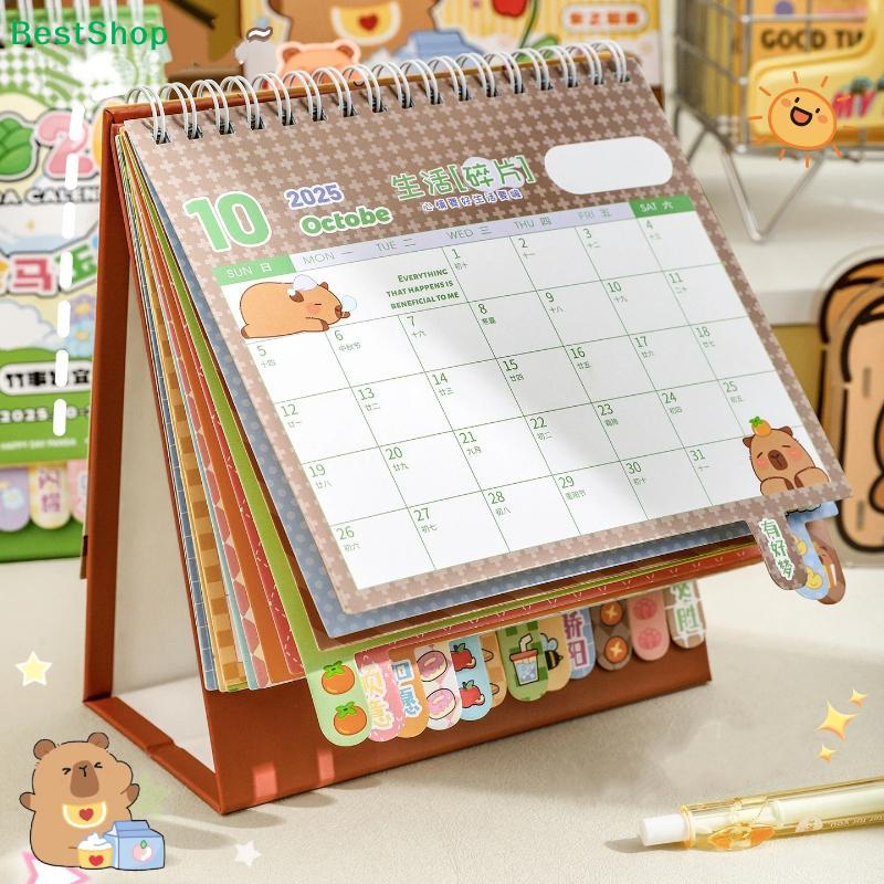 2026 Kawaii Desk Calendar – Capybara & Panda Cartoon Table Calendar for Home & Office