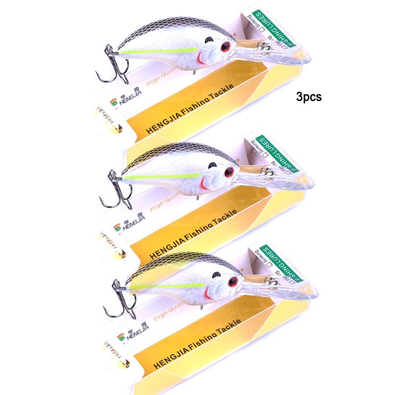 1PC/3pcs HENGJIA Floating Crankbait Swim Bait Plastic Pike Bass Trout Fishing Tackle Hook