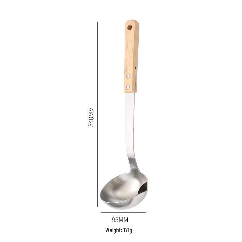 OJW Stainless Steel Oil Separator Spoon with Wooden Handle