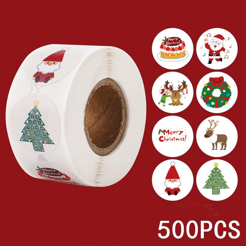 100-500pcs Merry Christmas Snowman Sticker Christmas Party Decor Sticker New Year Gift Box Sealed Baking Cake Tag