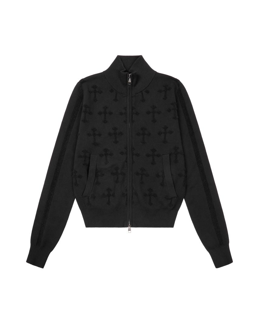 AAKAM Cross Boucle Knit Zip-Up (Black)