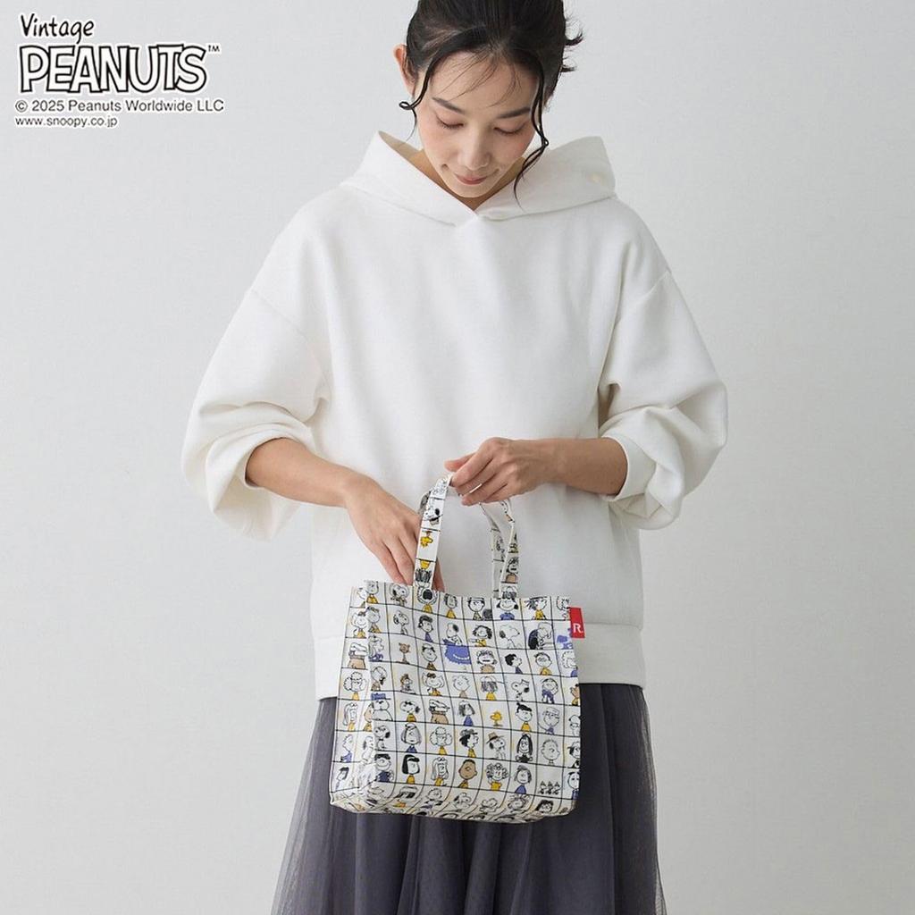 Rootote Women's Snoopy Small Tote Bag, Lunch Bag, Laminated Surface, IP Square Lami Peanuts-0L 8431 (03 Joe Cool)