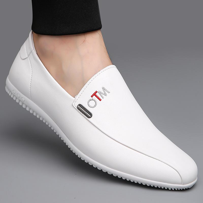 

Men s casual leather shoes 2025 summer breathable men s shoes white beanie shoes overshoes 2025 38 белый