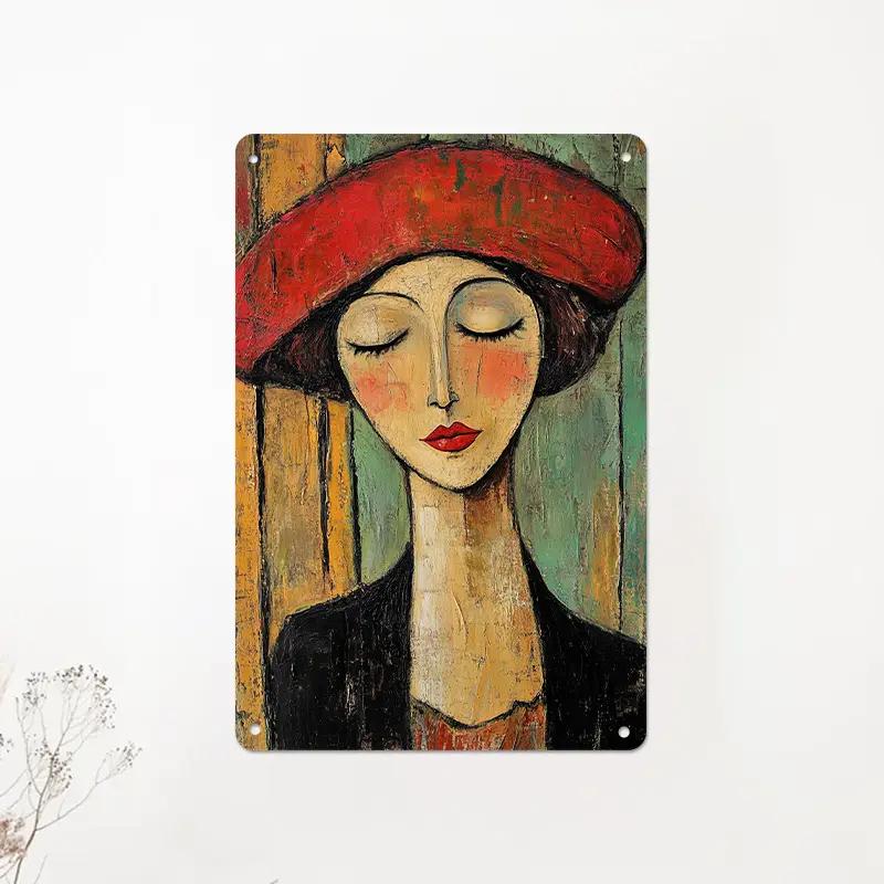 1pc Vintage Abstract Female Portrait Oil Painting Print Modern Art Home Living Room Bedroom Bathroom Canvas Wall Art Decor
