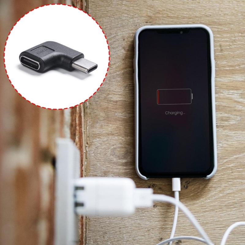 Right Angle USB C Male To Female Connector 90 Degree Bend Adapter 10Gbps Speed 5A Fast Charging Wide Compatibility