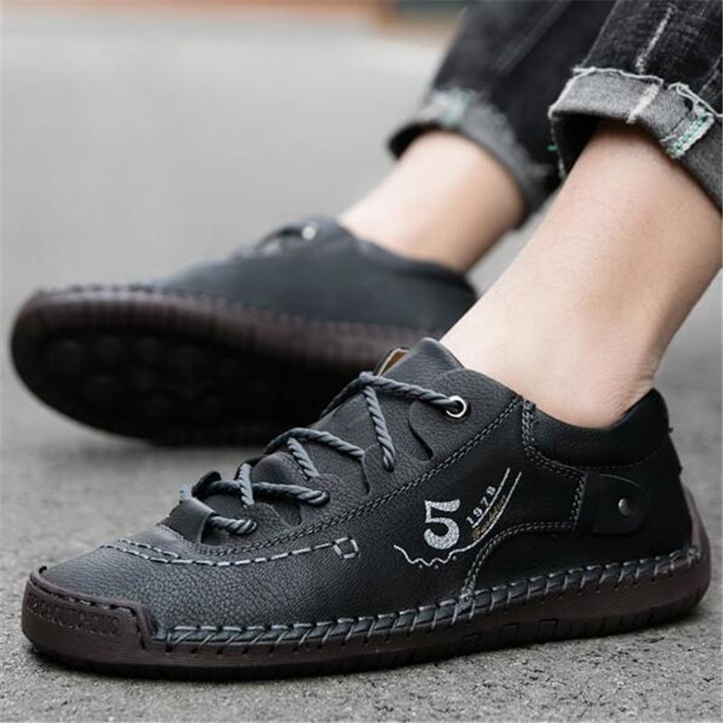 Handmade Leather Mens Shoes Comfortable Casual Walking Sneakers Men Loafers Hot Sale Vacation Driving Shoes Big Size 38-48