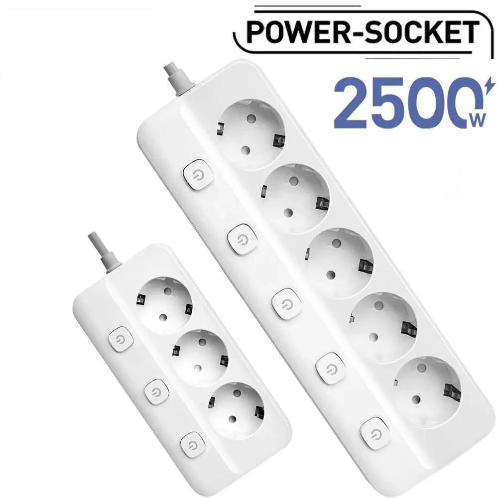 Strip Power Eu Plug Ac Outlets Multitap Socket Extension Cord Electrical Independent Control Switch Network Filter Adapter