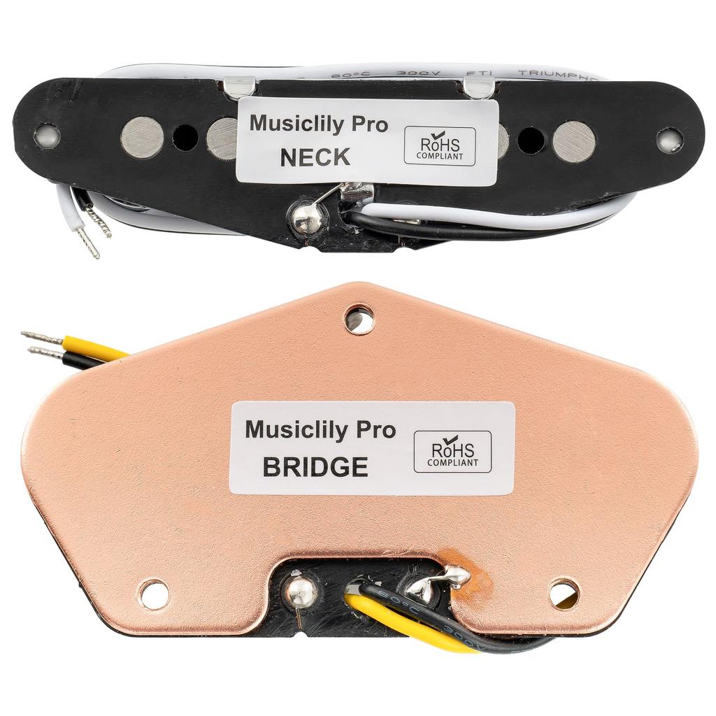 Musiclily Pro Alnico 5 Telecaster Neck and Bridge Pickup Set for Tele Electric Chrome TL-60S Pickups, Guitars,