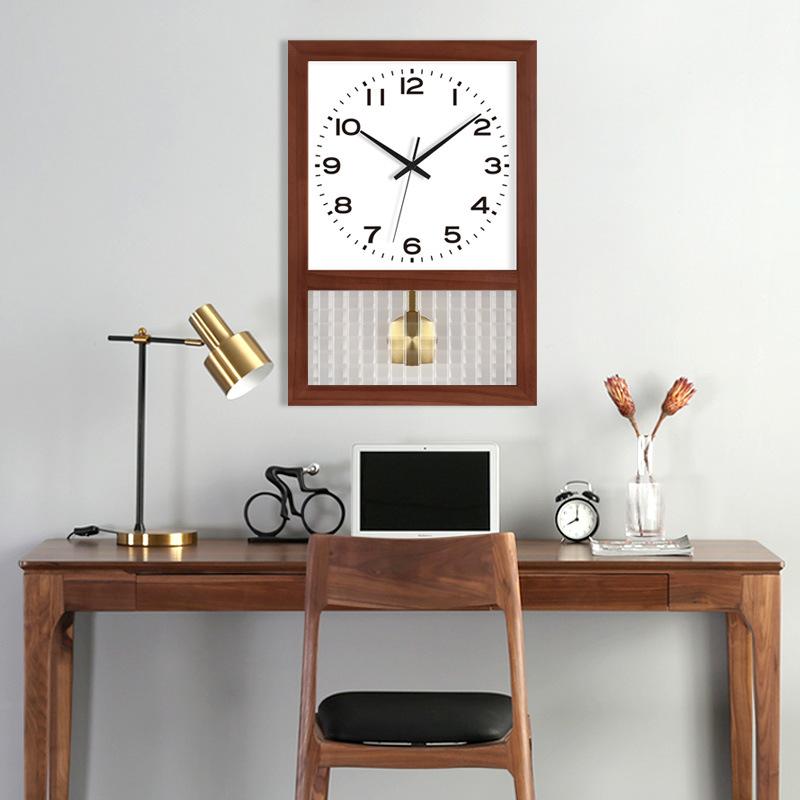 Japanese Retro Solid Wood Watch Home Living Room Square Clock Nordic Wall Clock Art Table Ornament Swing Clock