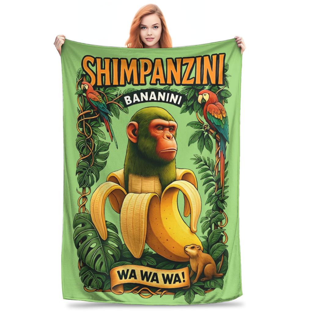 Bombardiro Crocodilo Tralalero Tralala Blanket Flannel Italian Brainrot Portable Throw Blankets for Sofa Travel Quilt