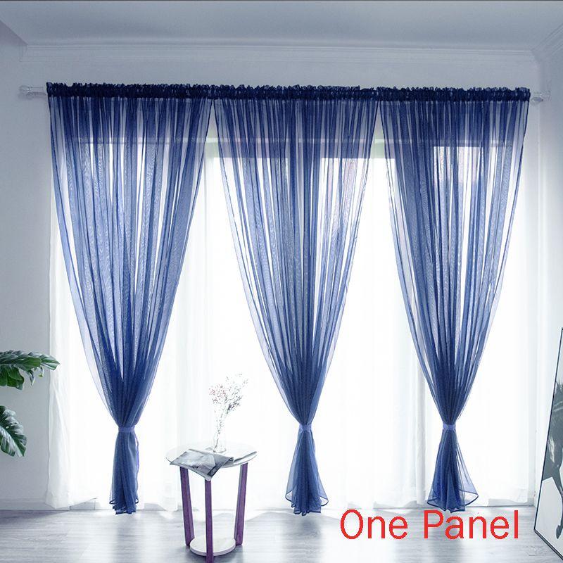 

Elegant Solid Sheer Panel Window Curtain All Sizes All Colors Panel 1 Dark Blue,100*200cm/39.4*78.7in