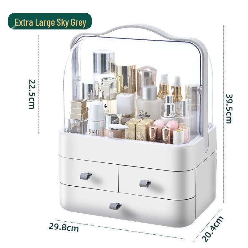 Large Capacity Multi-Layer Cosmetic Organizer: Dustproof Skincare & Lipstick Storage Box with Drawers for Desktop Dressing Tables