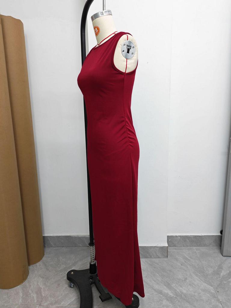 2026 Europäisches & Amerikanisches Elegantes Ärmelloses Plissiertes Figurbetontes Langes Abendkleid für Damen