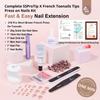 Saviland Nail Tips and Glue Gel 216 Toe Nail Short French Toe Brown Fake Toe Strong Nail for Nail Nail Nail Drill Nail File Buffer for Nail Art Kit