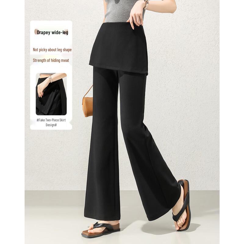 TERRE BLEUE Women s Faux Two-Piece Flared Casual Pants 31