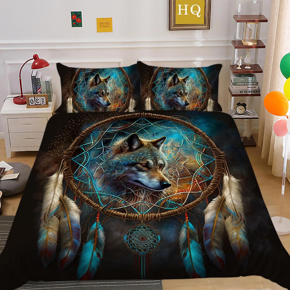 Bettbezüge Wolf Druck Polyester Twin Size Bettwäsche Kinder weiche hochwertige Heimbettwäsche