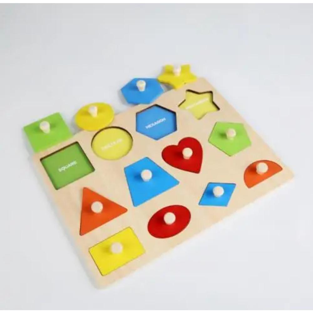 Montessori Puzzle dla Niemowląt Drewniane Dopasowywanie Kształtów i Kolorów Tablica do Zarysowywania Rękami Geometryczne Zabawki Poznawcze do Wczesnej Edukacji