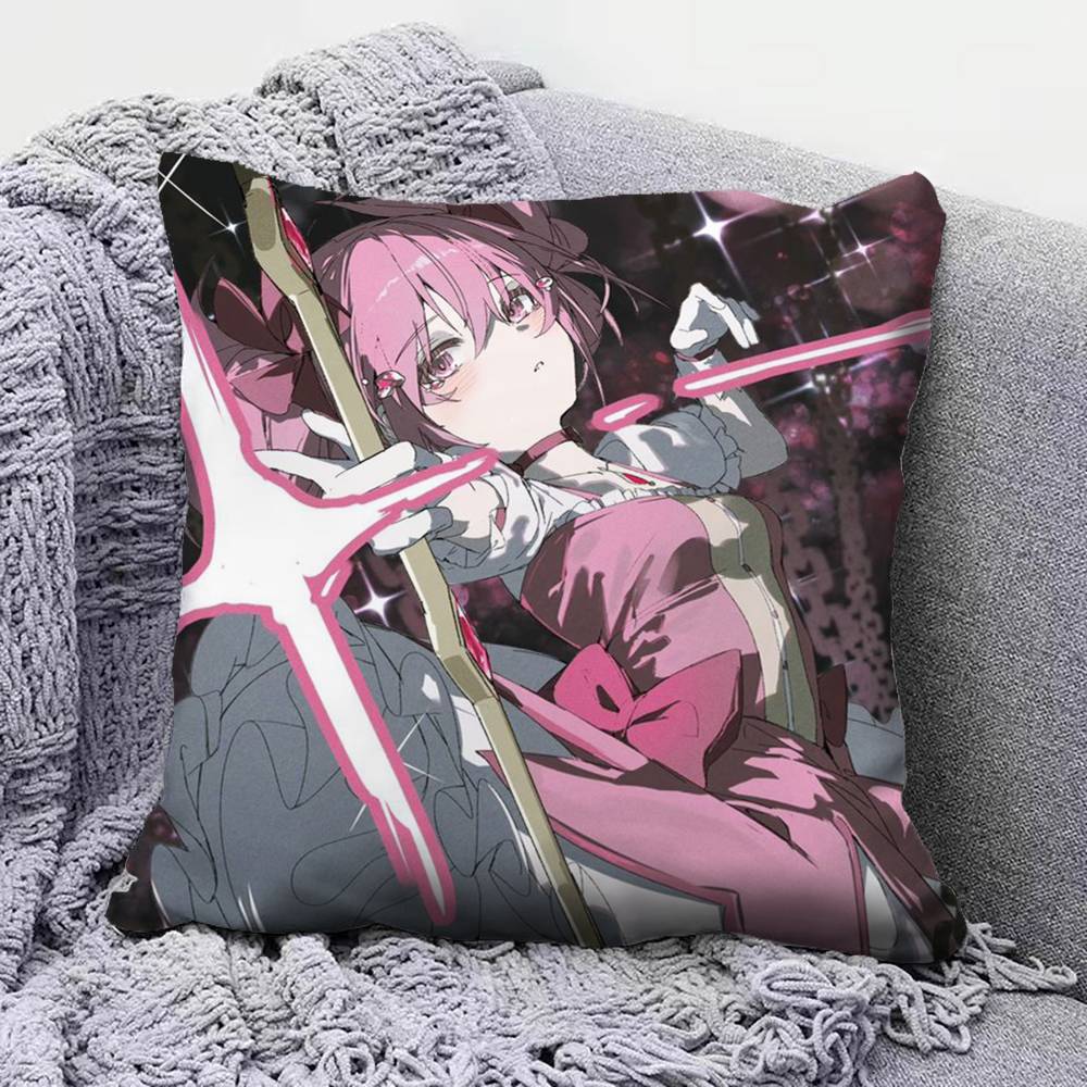 Madoka Kaname Anime Girl Puella Magi Madoka Magica Pillow Covers Home Sofa Cushion Covers and Aecorative Custom 30X30cm