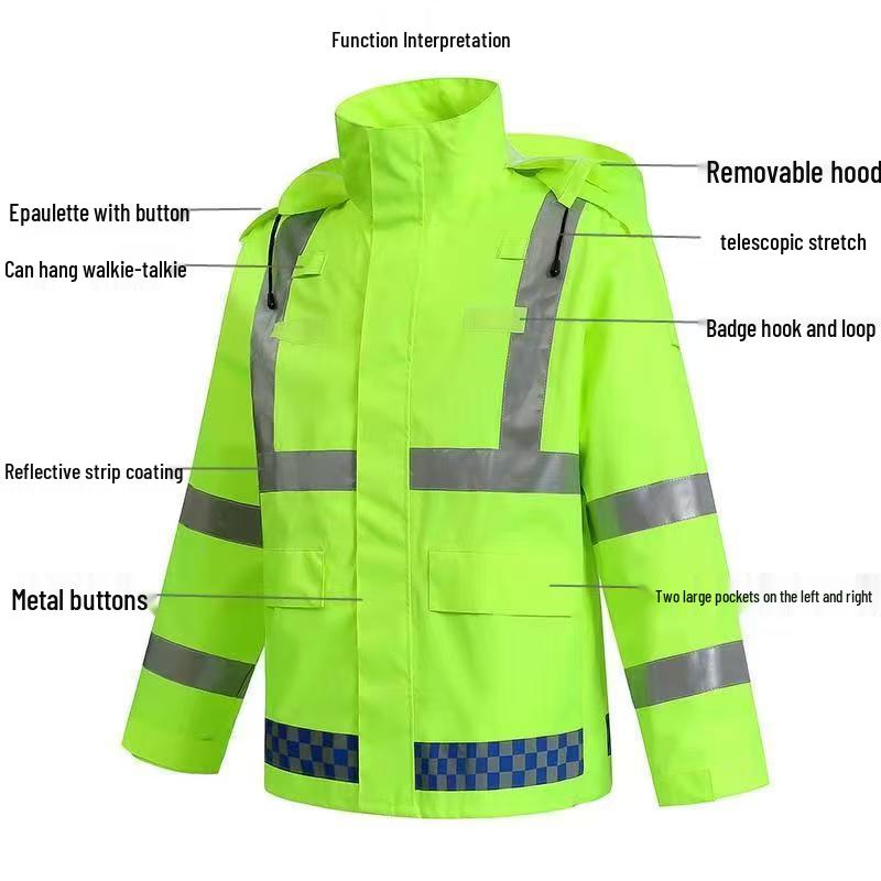 Reflective Raincoat & Pants Set - Thickened PU Oxford Cloth for Traffic & Sanitation, Stormproof