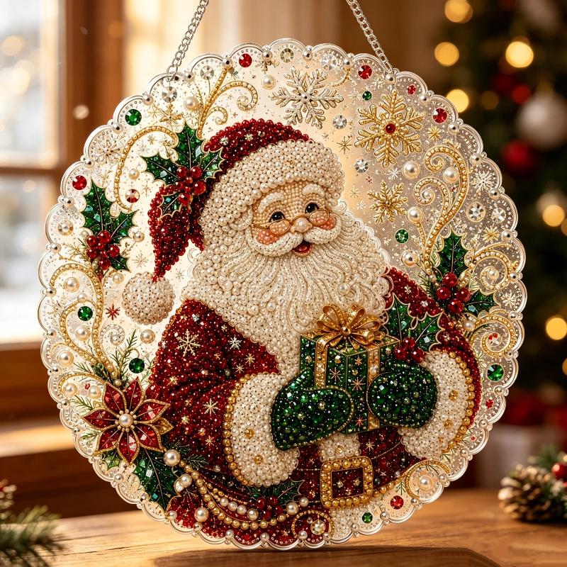 1 sada Kovový řetízek 3D Perlové korálky různých velikostí Řemesla Vánoční Perlové Kamínkové Malování Suncatcher Sada DIY Řemeslo Slavnostní Dekorace