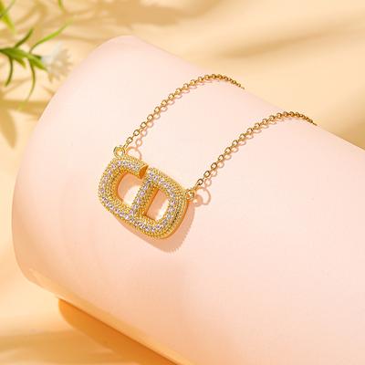Buchstabenkette Damen Leichter Luxus Schlichte Persönlichkeit Mikro-eingelegter Zirkonia Anhänger Schmuck