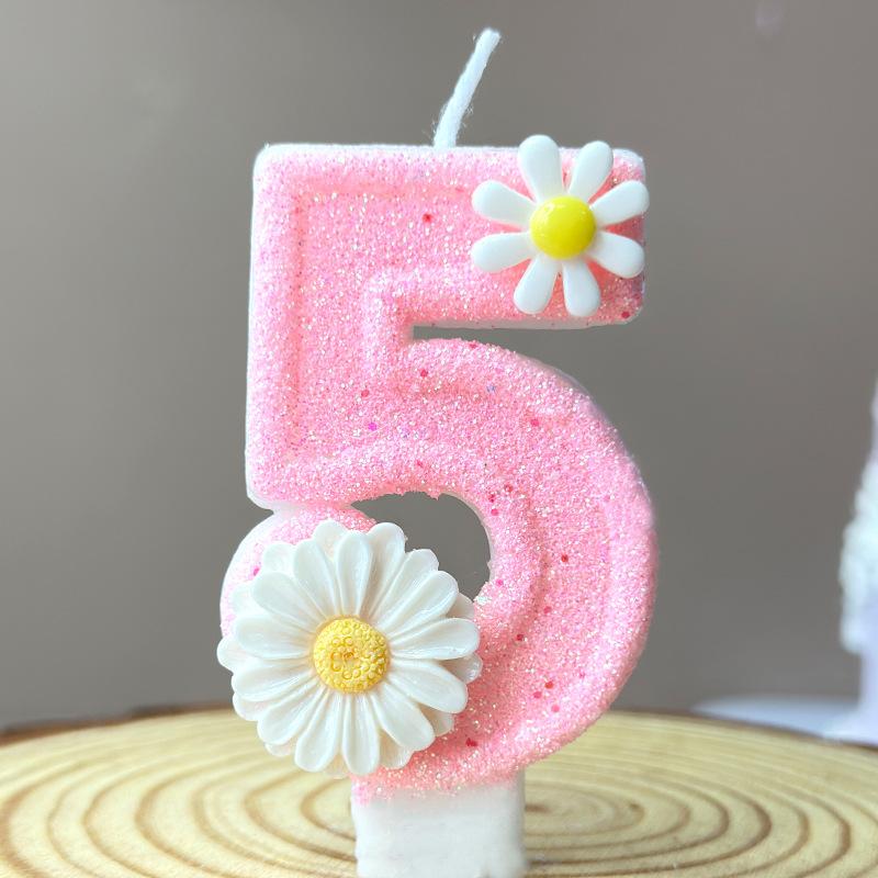 3D Number Cake Decorating Candle Pink Glitter Birthday Candles Digital Candle Cake Topper Birthday Party Anniversary Cake Decor