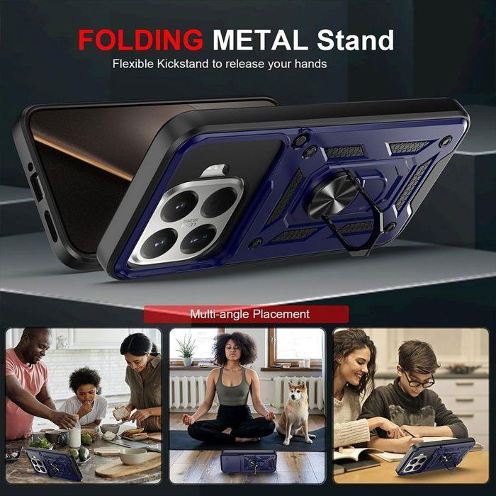 Hard Case - E.F.CONNECTION - for Xiaomi 15T - Shockproof with Back Ring Reinforced Edge - Navy Blue